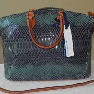 DOONEY & BOURKE RARE SNAKE LEATHER GREEN OMBRE SHOULDER BAG SATCHEL, NWT!!!!